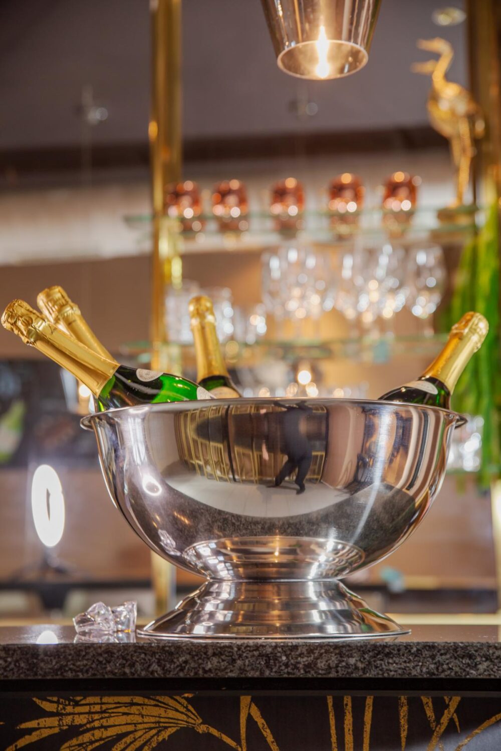 7745 Champagnerkühler Cara, Edelstahl hochglanzpoliert, Durchmesser 40 cm, Höhe 21 cm
