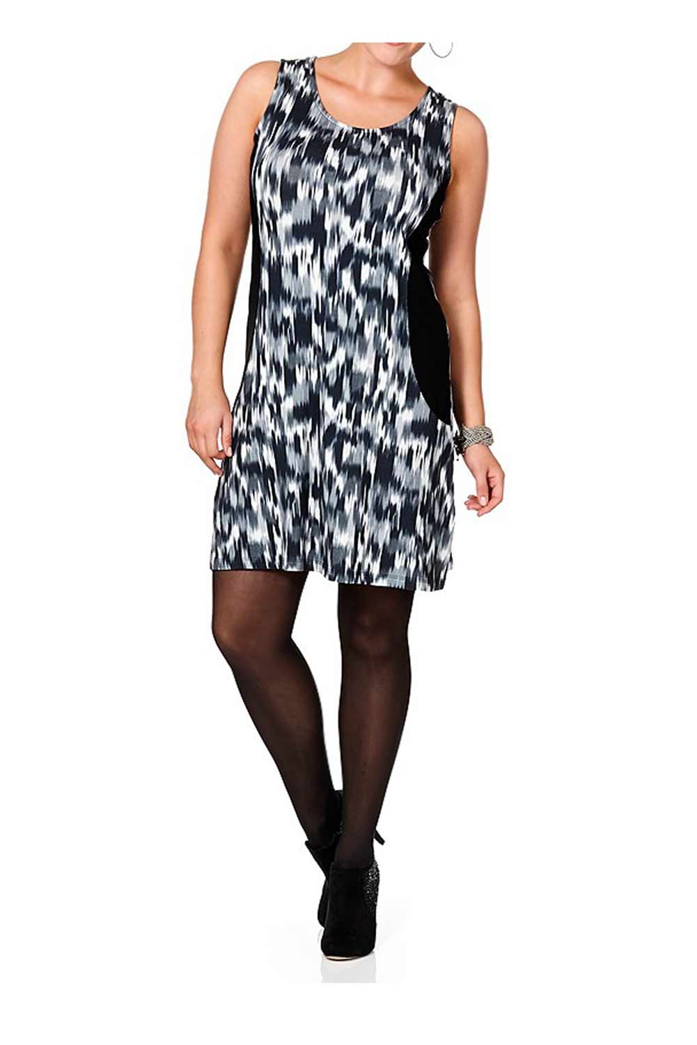 564.176 SHEEGO Damen-Kleid Schwarz-Grau Minikleid