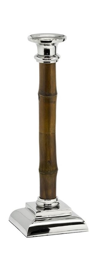 6820 Kerzenleuchter Holm mit Bambus-Schaft, Edelstahl, Höhe 30 cm