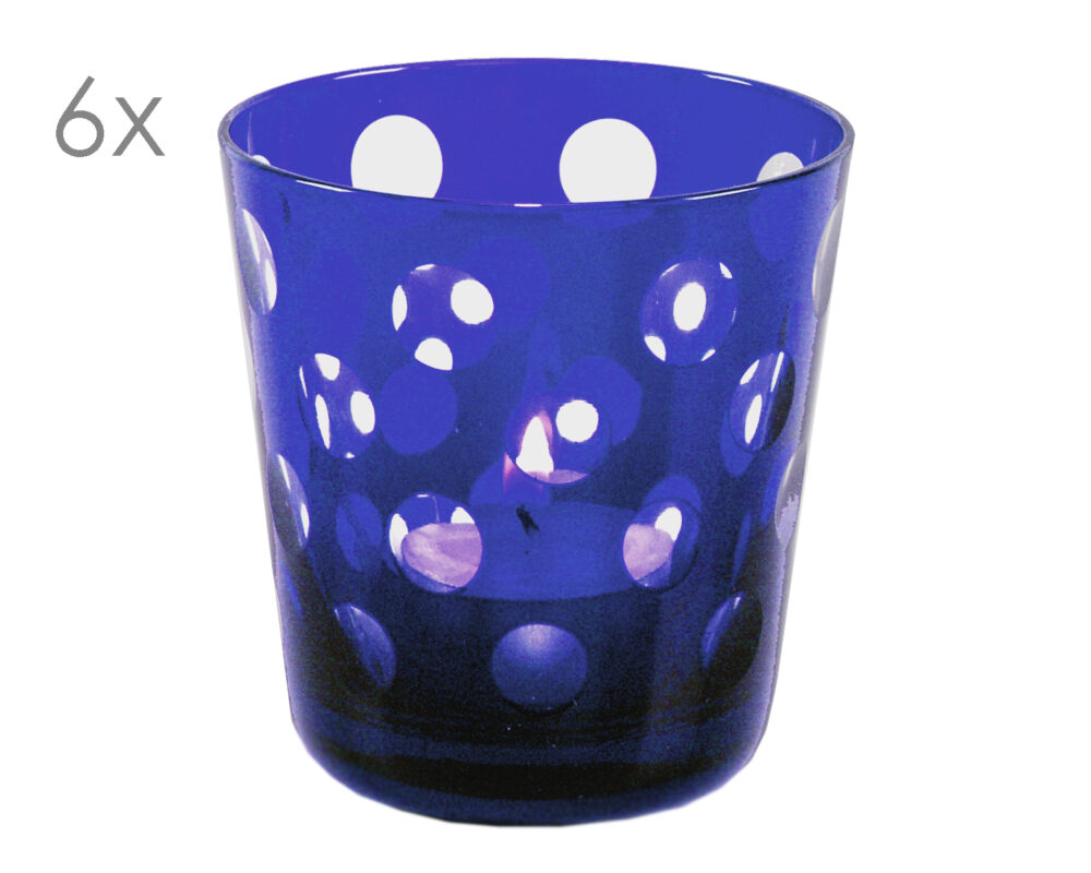 8040 6er Set Kristallgläser Bob, blau, handgeschliffenes Glas