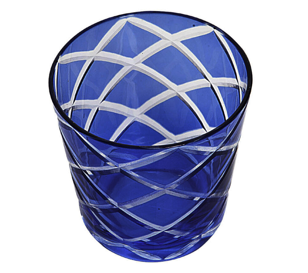 8045 6er Set Kristallgläser Dio, blau, handgeschliffenes Glas