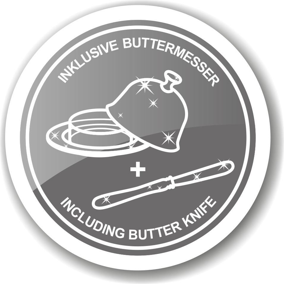 2403 Butterdose Butterglocke Hirsch, Durchmesser 14 cm, edel versilbert, mit passendem Buttermesser 18 cm
