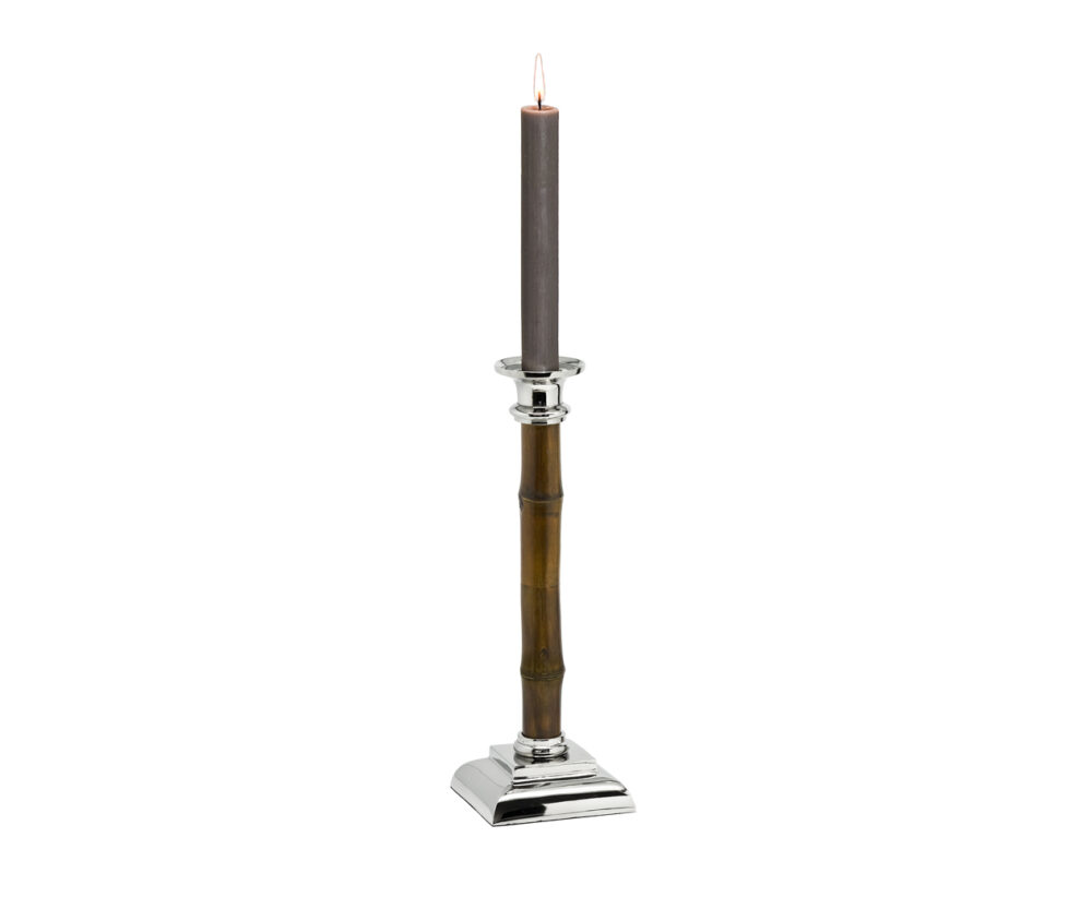 6820 Kerzenleuchter Holm mit Bambus-Schaft, Edelstahl, Höhe 30 cm