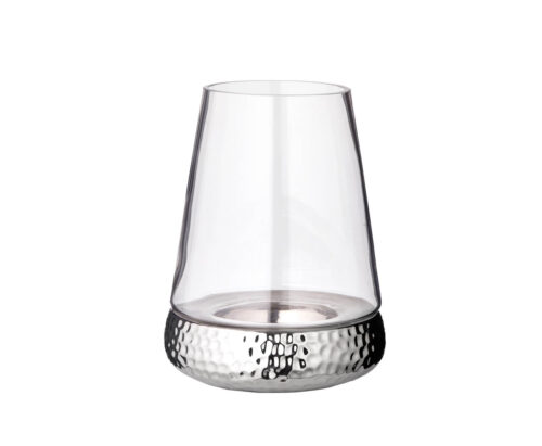 7056 Windlicht Kerzenglas Bora, Hammerschlag Optik, Glas und Keramik, Höhe 24 cm