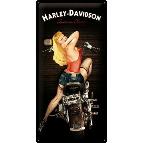 Harley-Davidson Biker Babe Blechschild 25 x 50 cm