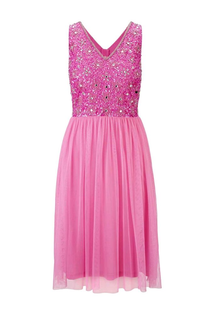 Abendkleider in Übergrößen | 323.056 Heine Cocktailkleid mit Pailletten pink