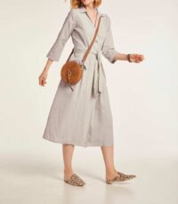 wadenlange kleider für besondere anlässe HEINE Damen Designer-Leinenkleid Sommerkleid Midikleid Bindegürtel Beige 455.741 missforty