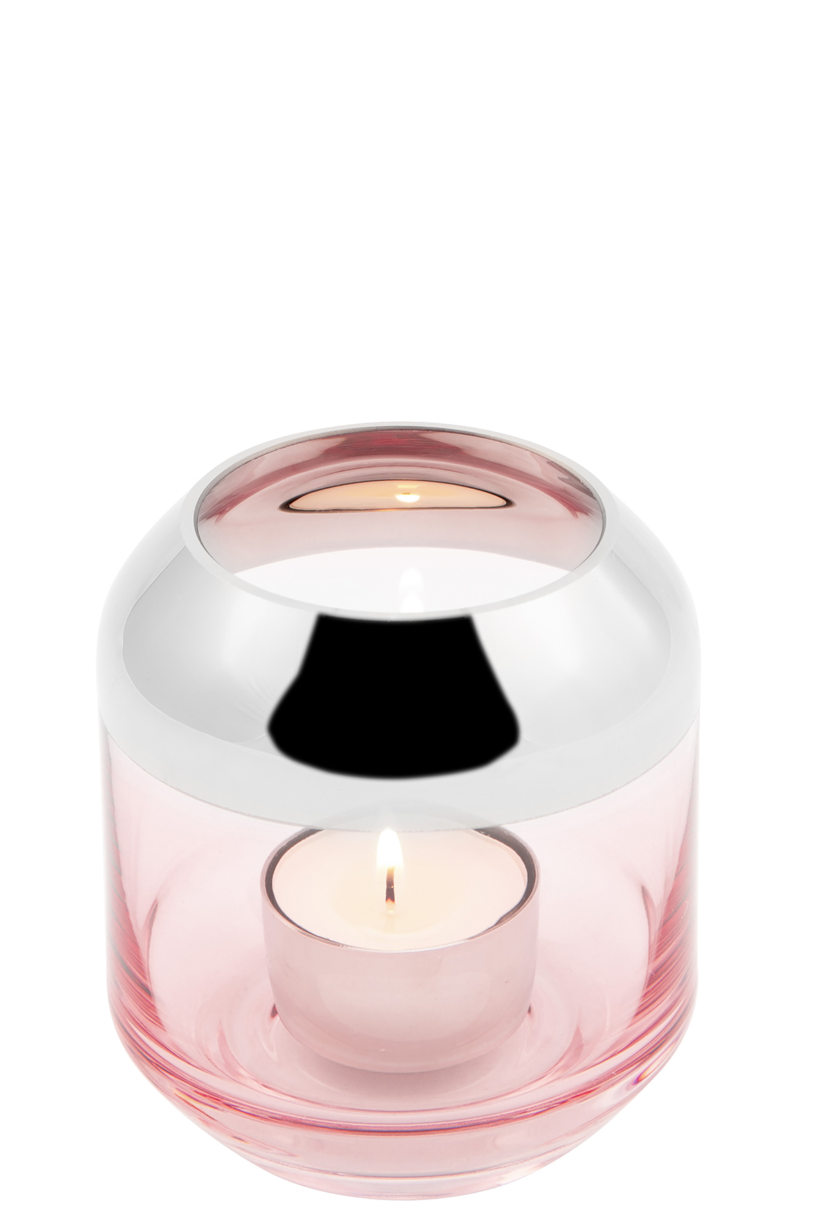 Teelichthalter Vase Glas Windlicht SMILLA rosa von Fink Living