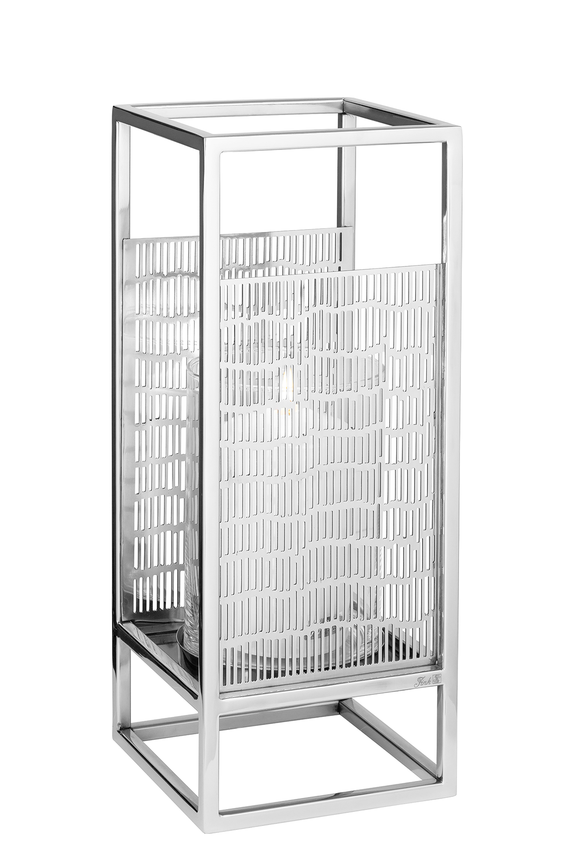 Windlicht Glas Kerzenhalter Kerzenständer outdoor NICOSA silber Höhe 31 cm
