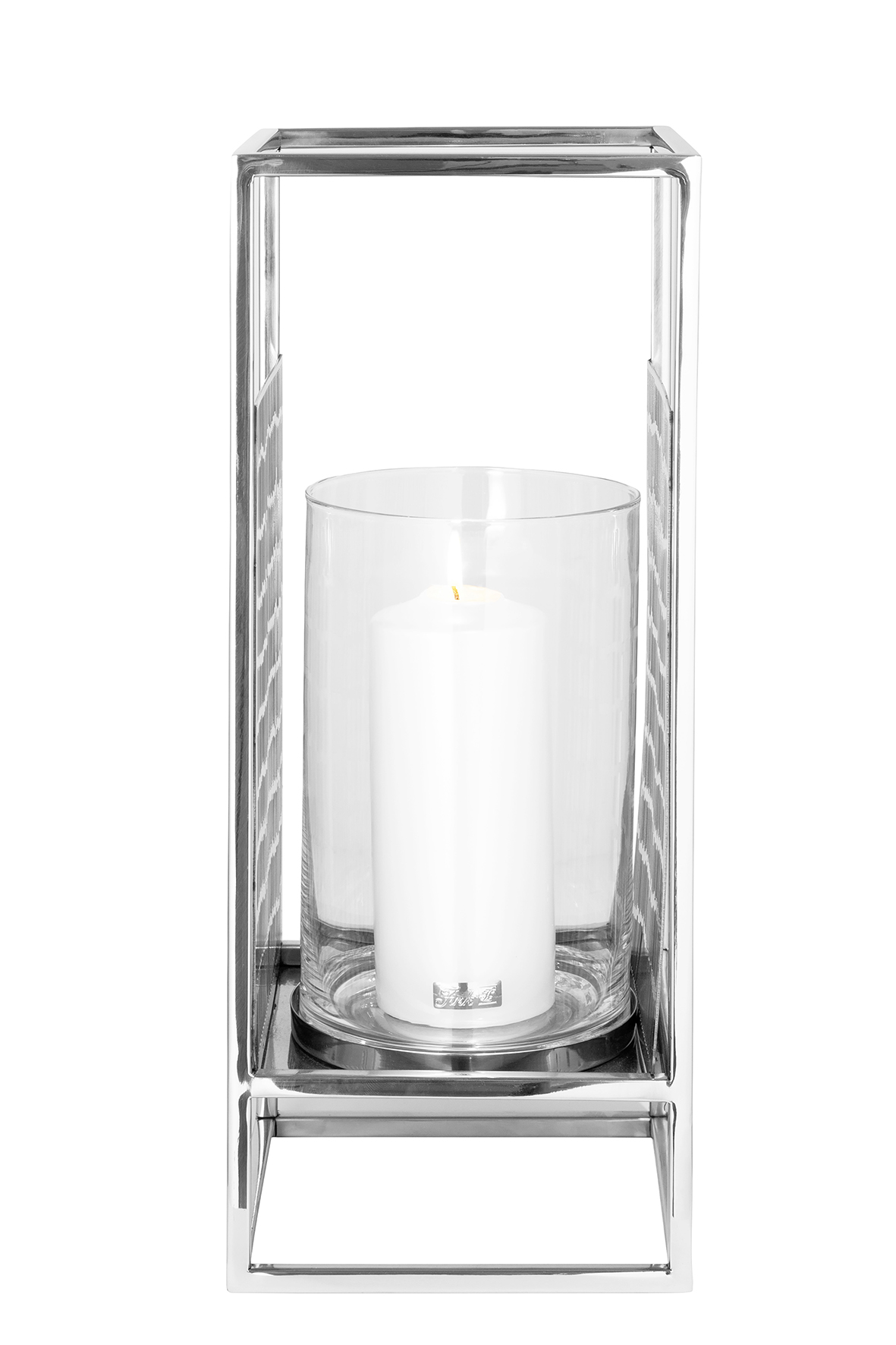 Windlicht Glas Kerzenhalter Kerzenständer outdoor NICOSA silber Höhe 40 cm