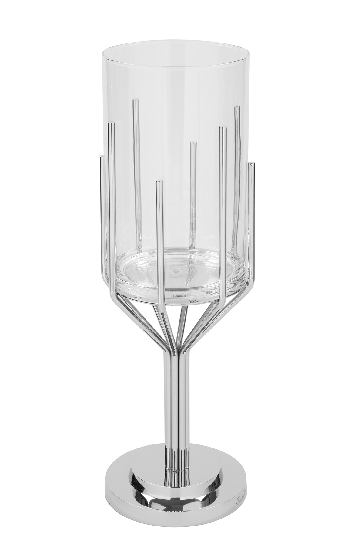 Fink Luxor Windlicht Deko Glas Metall  silberfarben 49,5 cm