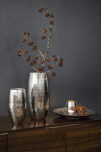 157020 Fink Vase Blumenvase Dekovase silber gehämmert AFRICA Höhe 40 cm