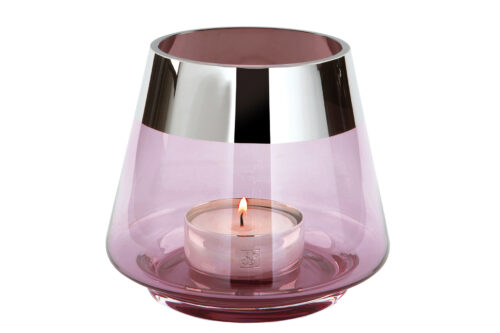 000000012466 Teelichthalter Glas rosa Silber Windlicht für 1 Teelicht JONA von Fink Living