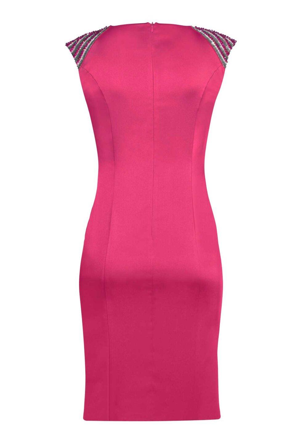 APART Damen Designer-Satinkleid Etuikleid Stretchkleid Perlen Pink Silber EDEL Missforty