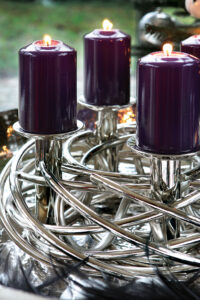 127191 Fink Deko Kranz CORONA für 4 Stumpenkerzen silber Adventskranz Edelstahl
