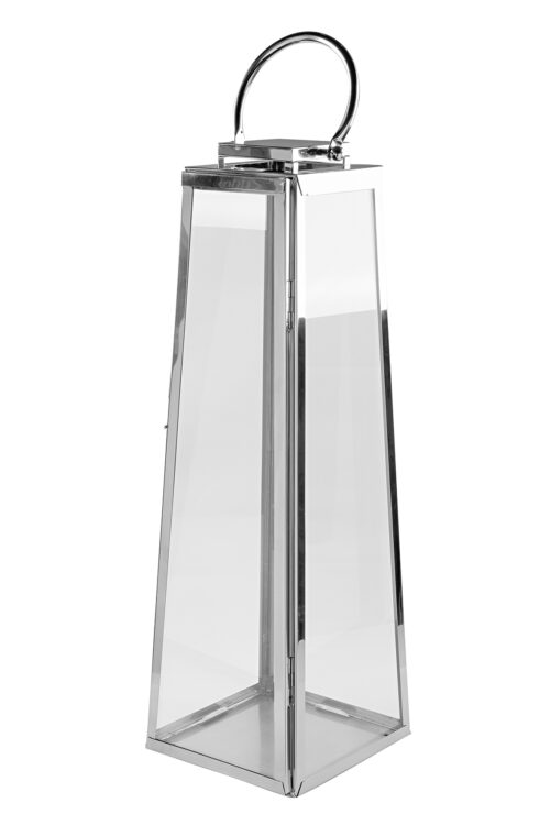 147038 Fink Laterne MONACO Windlicht Glas silber Laterne aus Edelstahl Höhe 80 cm