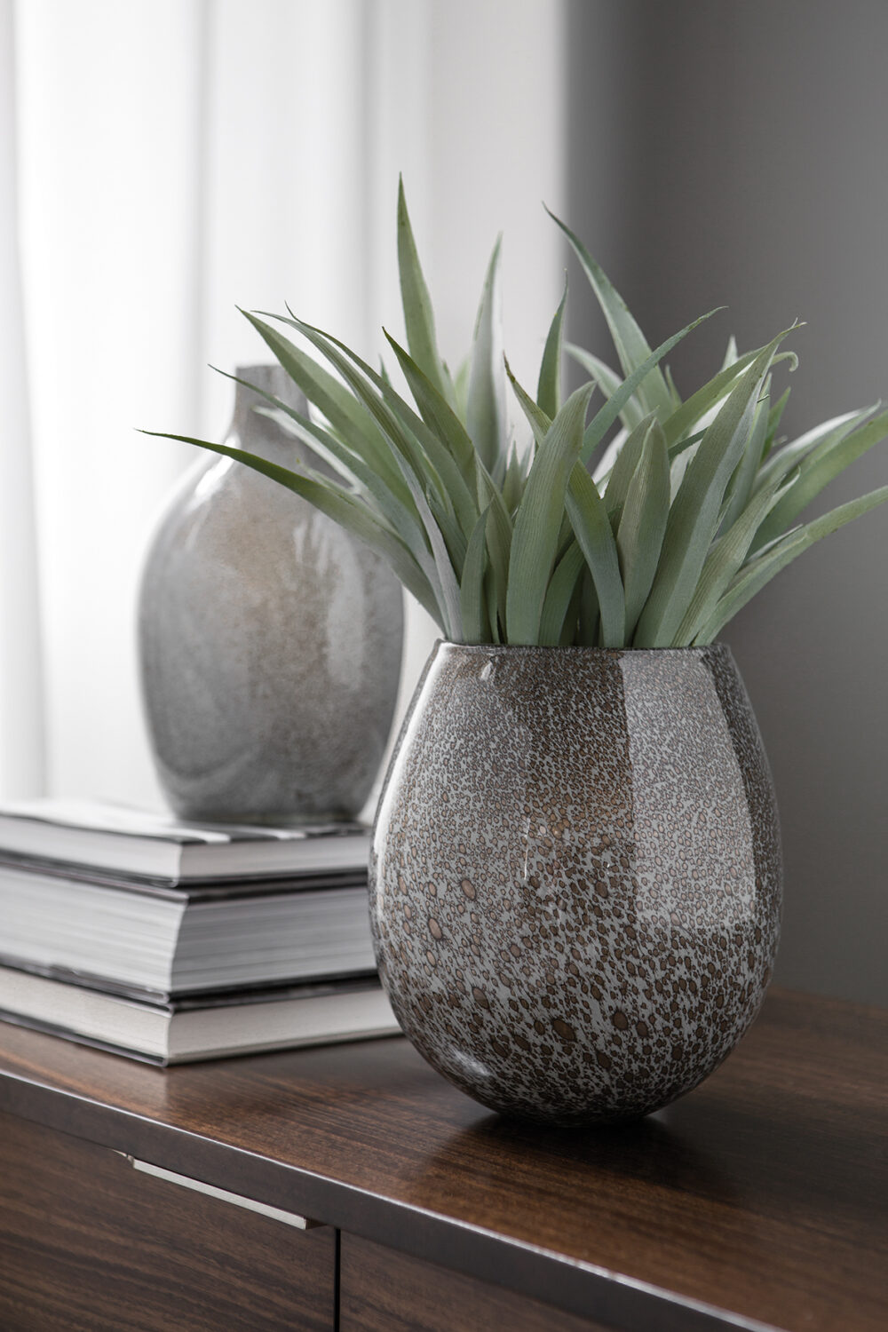 000000012666 Glasvase Windlicht Vase grau glänzend SILVA von Fink Living