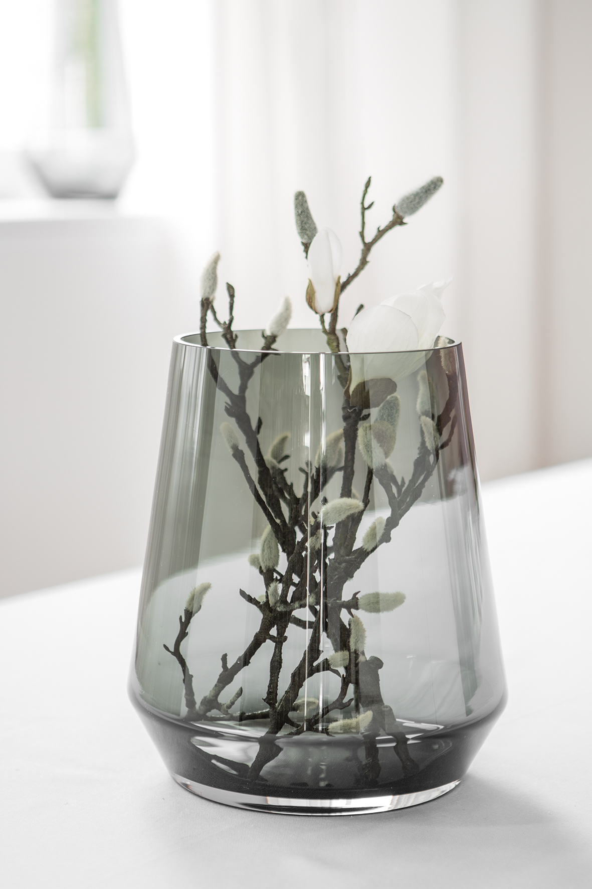 Dekovase Blumenvase Vase missforty Tischvase Grau von Fink LINEA Glas | Living