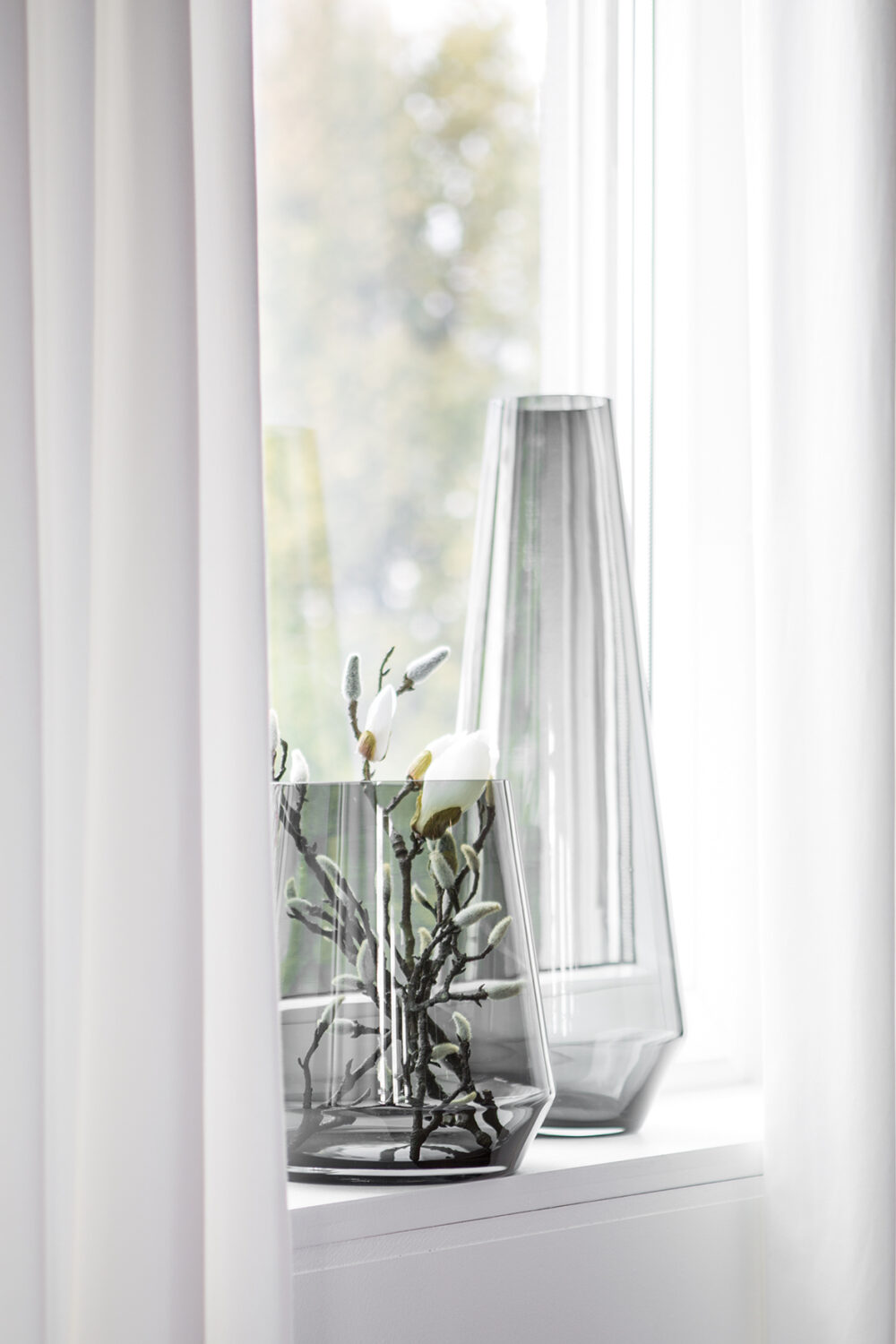 000000012729 Vase Glas Grau Blumenvase Dekovase Tischvase LINEA von Fink Living