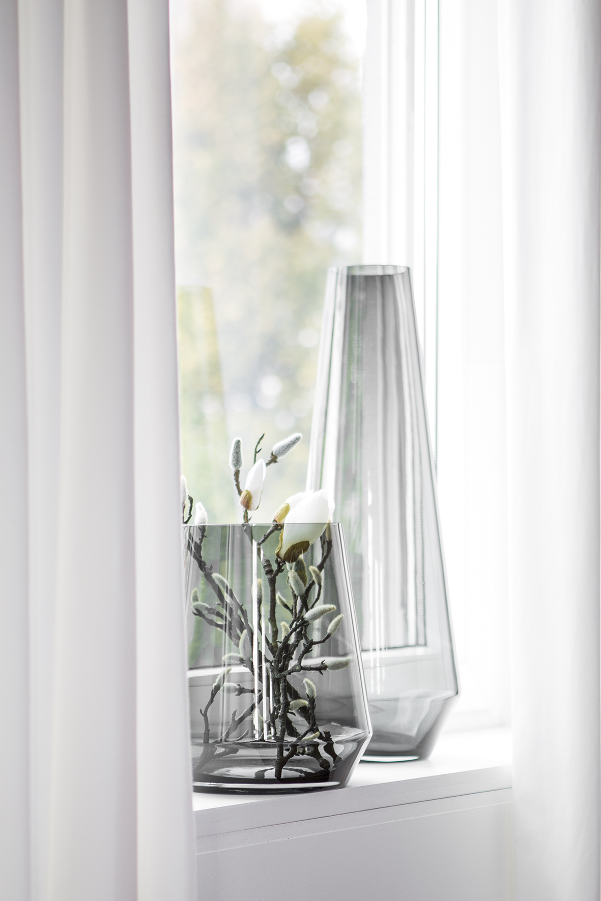 Vase Glas Grau Blumenvase Dekovase Tischvase LINEA von Fink Living |  missforty