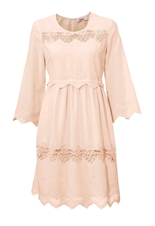 Rosa Kleid mit Spitze Spitzenkleid rosa Linea Tesini puder 002.890 missforty
