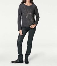 sweatshirts auf rechnung RICK CARDONA Damen Designer-Sweatshirt m. Perlen Grau 043.224 MISSFORTY