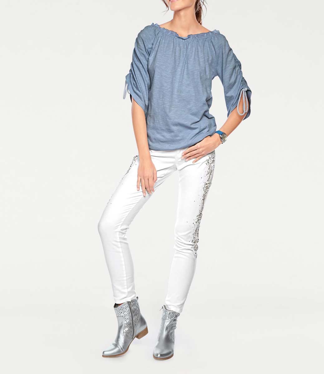 047.726 LINEA TESINI Damen Designer-Shirt Blau