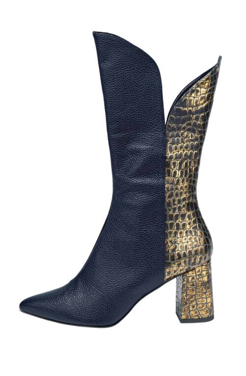 Heine Stiefel aus Leder blau-goldfarben 060.274 Missforty