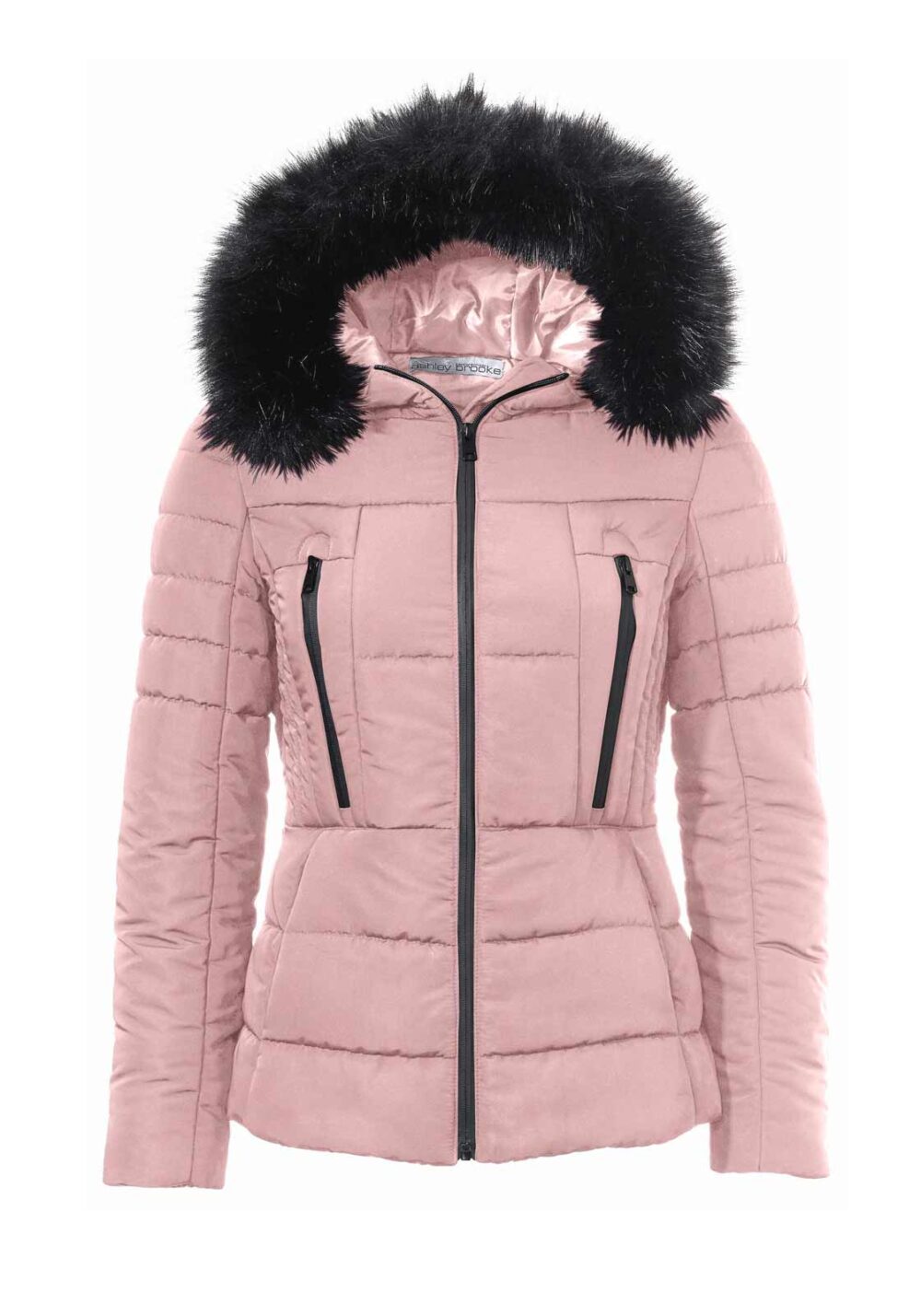 Ashley Brooke Damen Jacke gesteppt Winterjacke warm Steppjacke mit Webpelz rosa #missforty#
