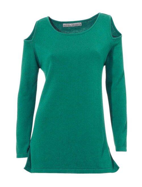 Damen Pullover Cold Shoulder für den Winter Pulli grün ASHLEY BROOKE Missforty