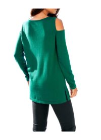 Damen Pullover Cold Shoulder für den Winter Pulli grün ASHLEY BROOKE Missforty