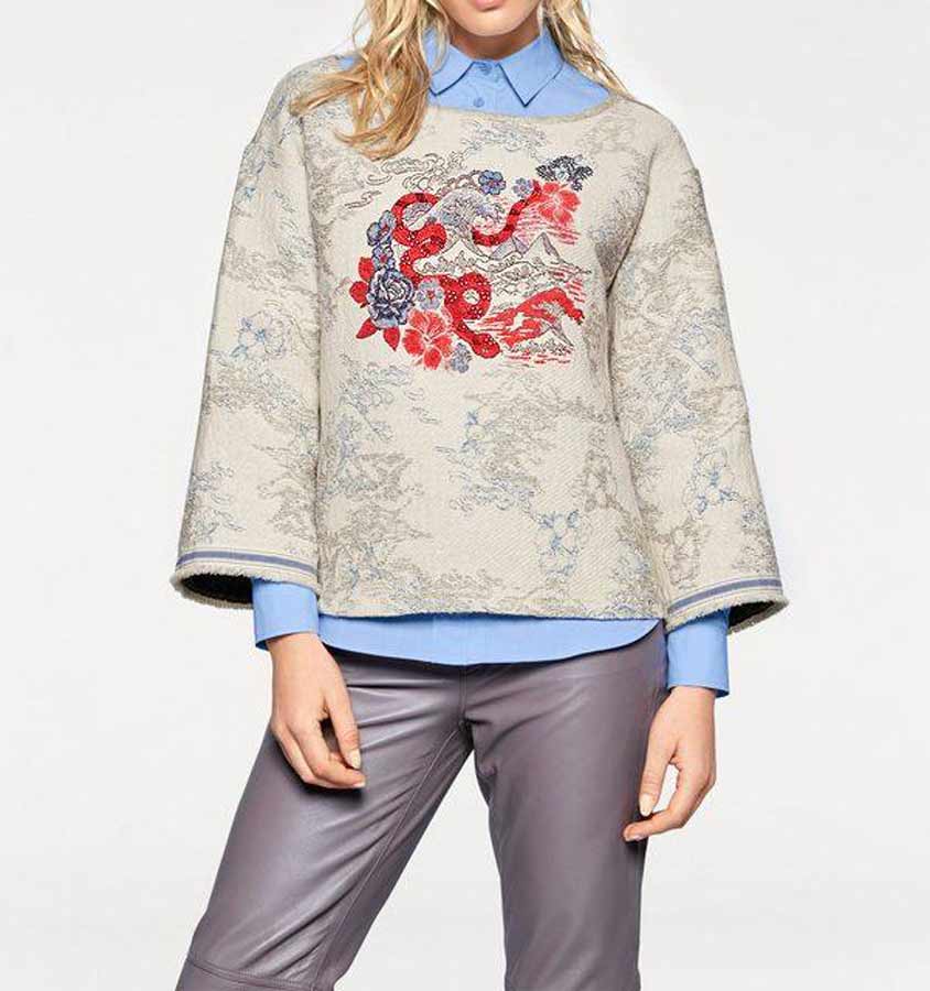 sweatshirts auf rechnung RICK CARDONA Damen Designer-Sweatshirt Bunt 080.978 MISSFORTY