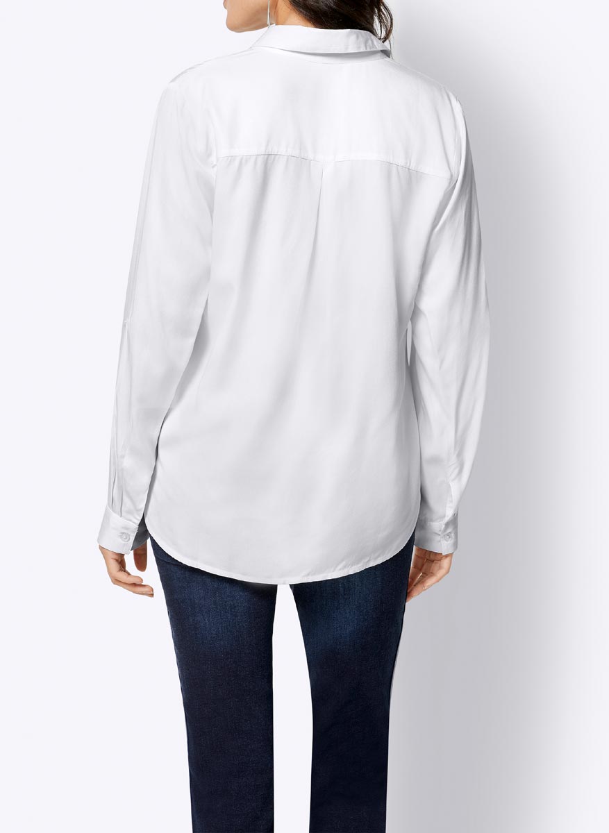 Création L Damen Bluse Hemd weiß Hemdbluse Tunika wollweiß 103.380 Missforty
