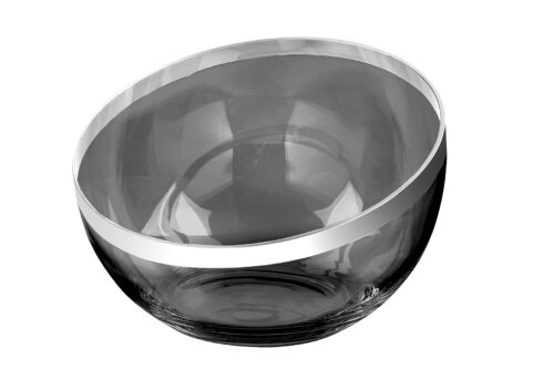 114001 Glasschale Schale grau mit Silber Rand PLATINUM von Fink Living