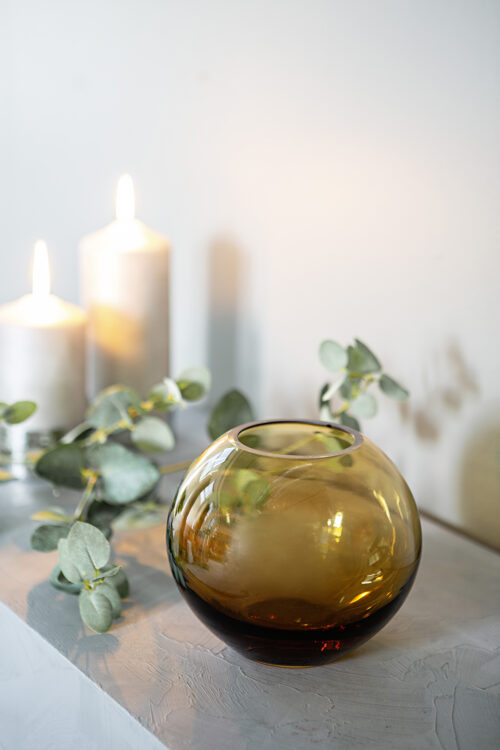 115169 Vase rund Kugelvase Glas Glasvase amber MOON von Fink Living