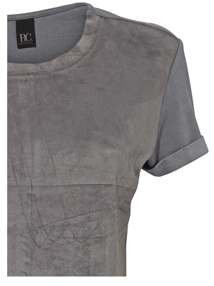 141.086 HEINE Damen Designer-Velourslederimitat-Shirt Grau