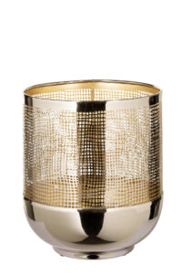 146232 Fink Windlicht Deko Glas Metall goldfarben, silberfarben
