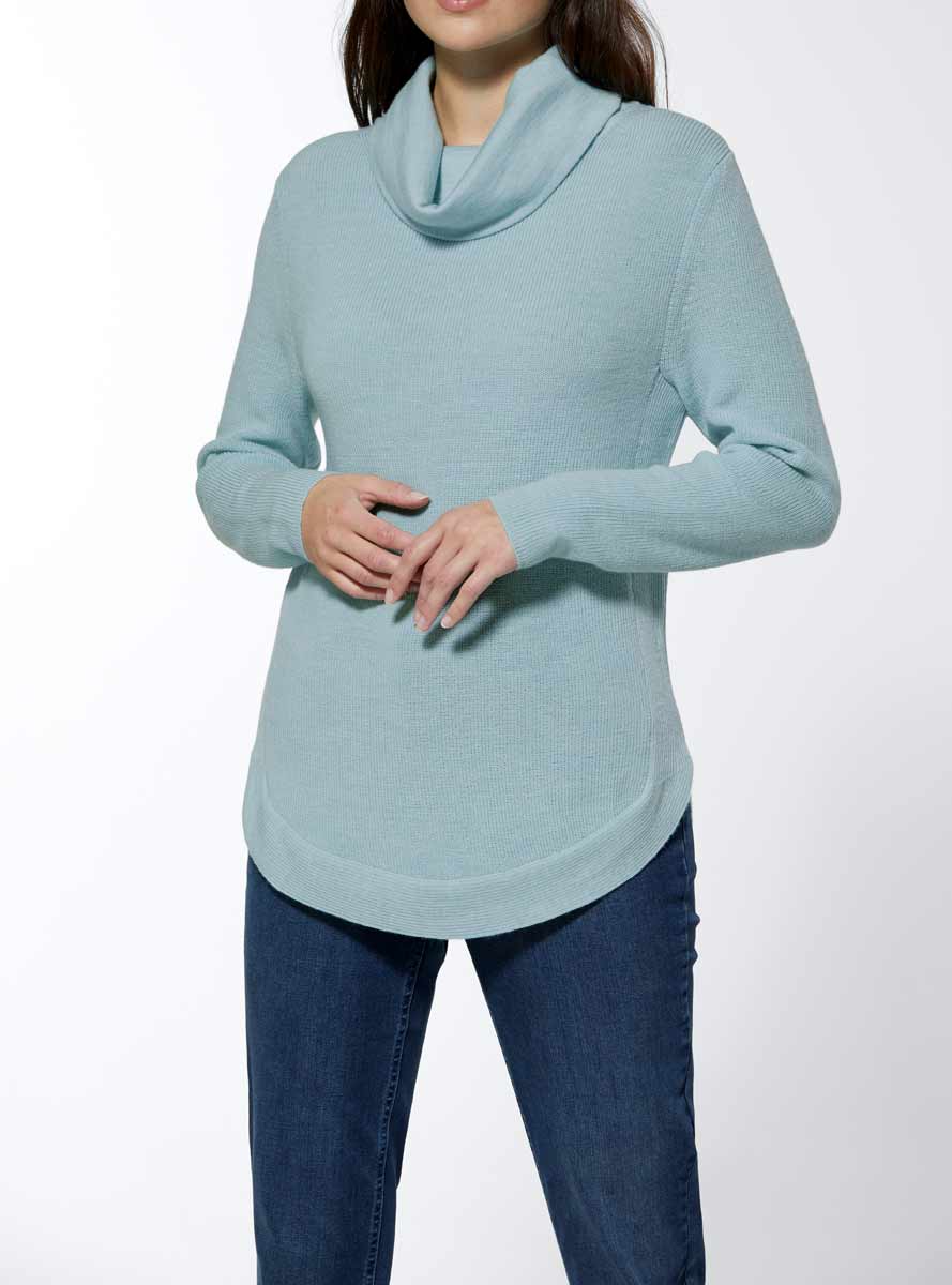 Création L Premium Damen Pullover Wolle Merino warm Winter eisblau 154.171 Missforty