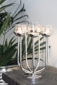 158488 Kerzenständer Kerzenleuchter Kandelaber Teelichter Fink Table Toplight silber