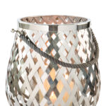 159213 Fink Otis Windlicht Deko Glas Metall silberfarben