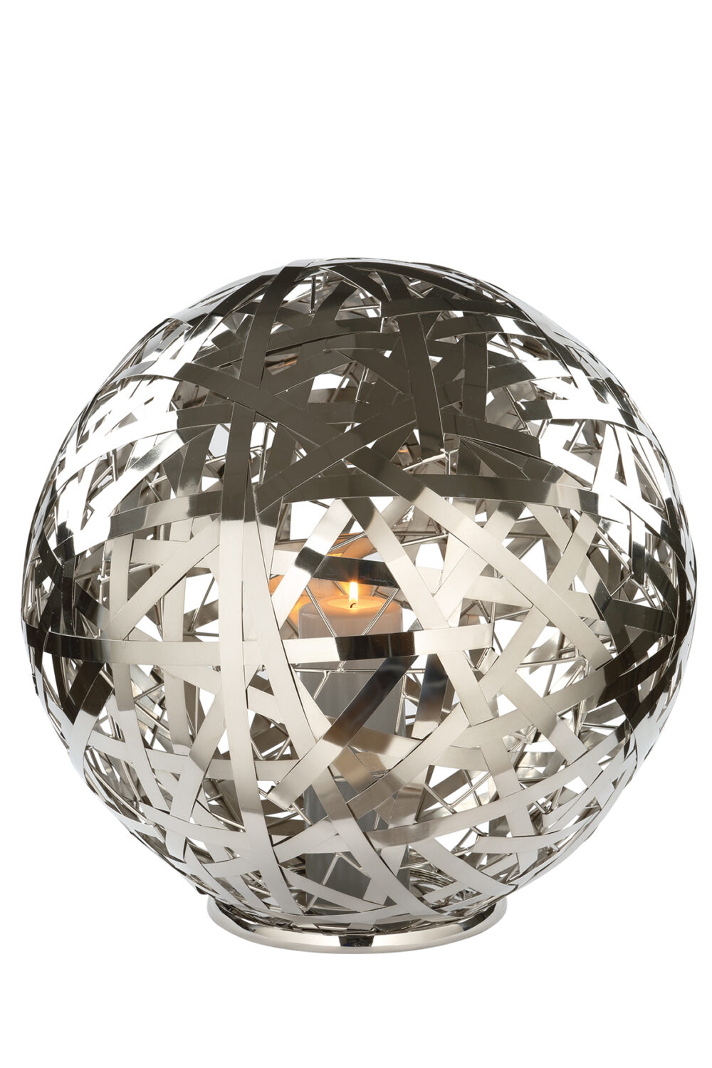 159547 Fink Mola Windlicht Deko Glas Metall silberfarben