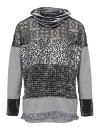 sweatshirts auf rechnung HEINE Damen Sweatshirt mit Samtschal 36 Pullover Bestickt elegant Festlich Grau 234.395 MISSFORTY