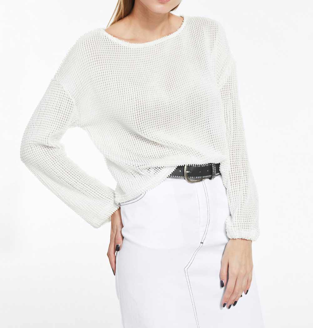 sweatshirts auf rechnung RICK CARDONA Damen Designer-Netz-Sweatshirt Weiß 468.831 MISSFORTY