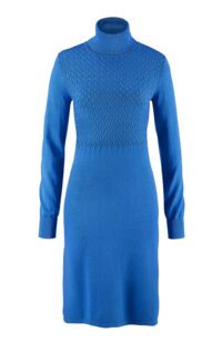 Damen-Strickkleid Blau Rollkragenkleid Kleid Rolli Marine Winterkleid Herbst missforty