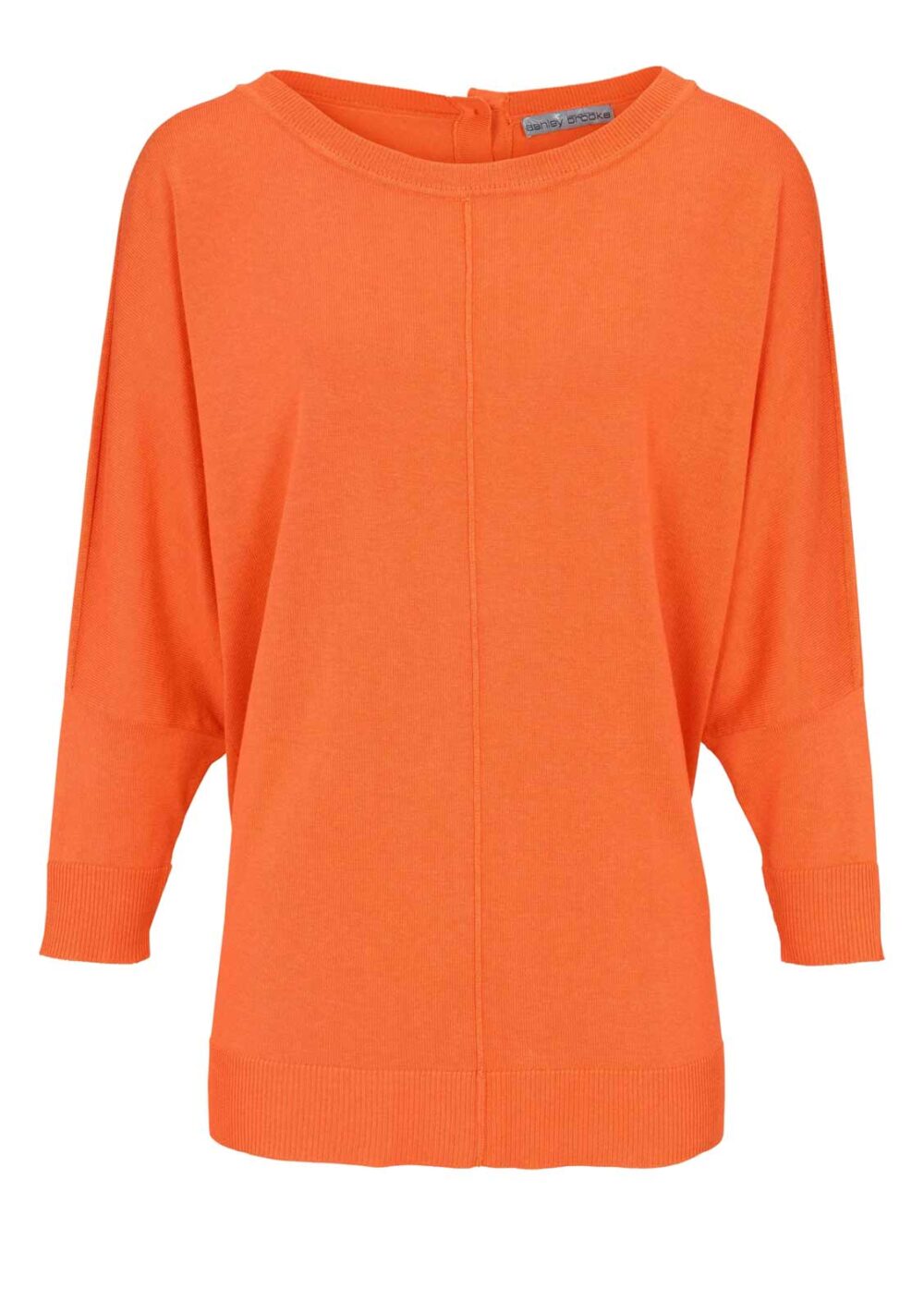 ASHLEY BROOKE Damen Designer-Oversizedpullover Orange Fledermausärmel Feinstrick Missforty