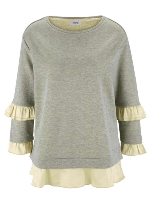 sweatshirts auf rechnung HEINE Damen Designer-Sweatshirt m. Volants Beige-Goldfarben 541.979 MISSFORTY
