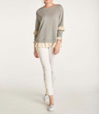sweatshirts auf rechnung HEINE Damen Designer-Sweatshirt m. Volants Beige-Goldfarben 541.979 MISSFORTY