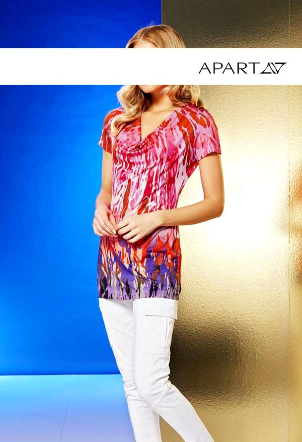 566.284 APART Damen Designer-Shirt m. Steinen Pink-Rot-lila