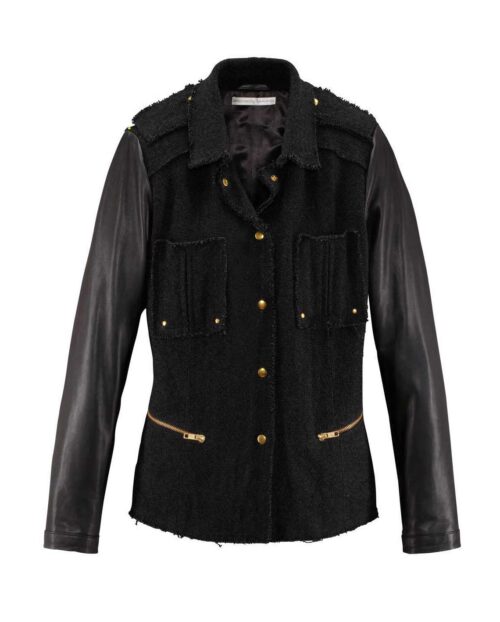 643.770 REKEN MAAR Bouclé-Leder-Jacke, schwarz