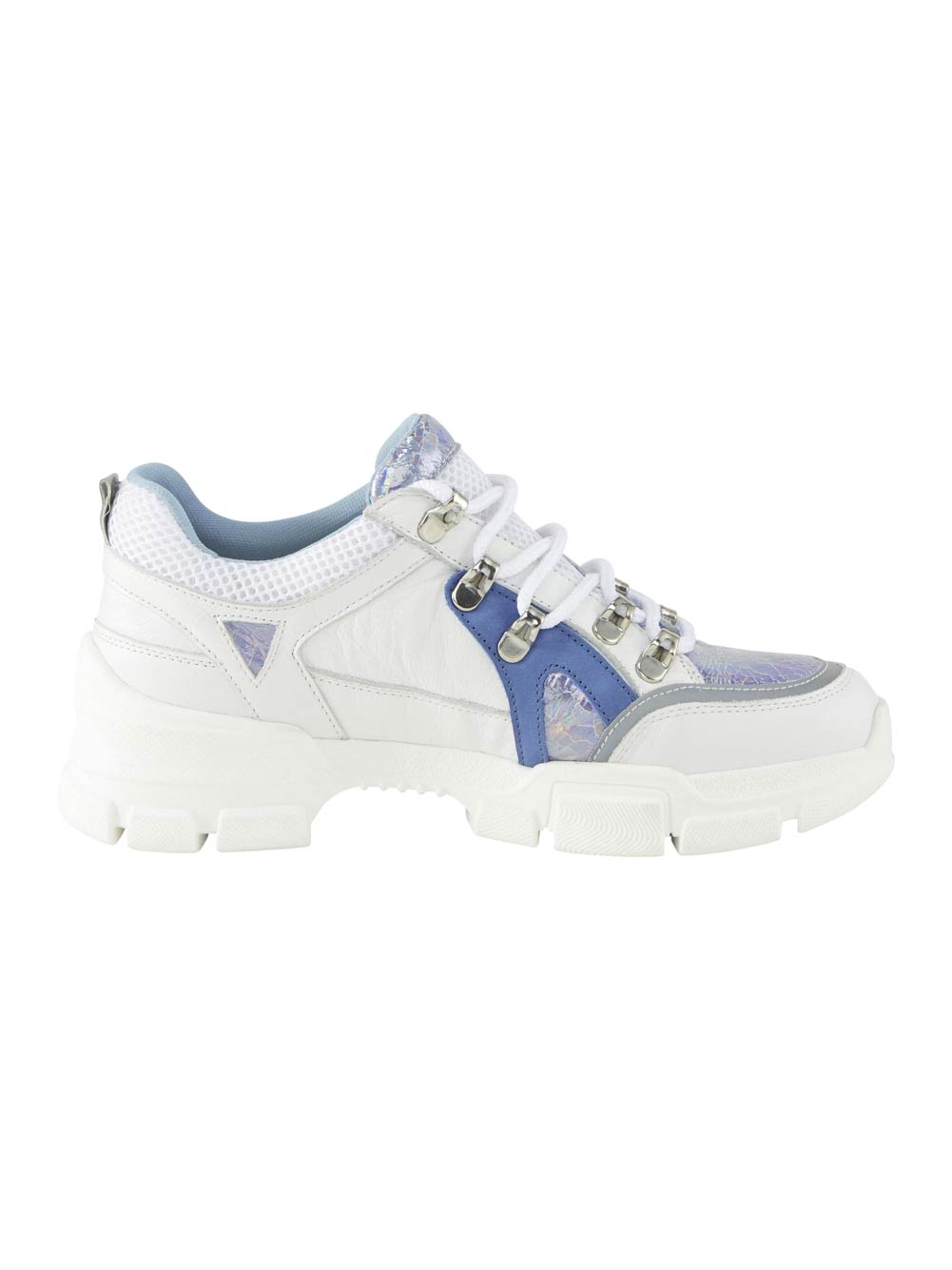 bequeme Schuhe HEINE Leder-Sneaker, weiß-blau-silberfarben 656.253 Missforty.